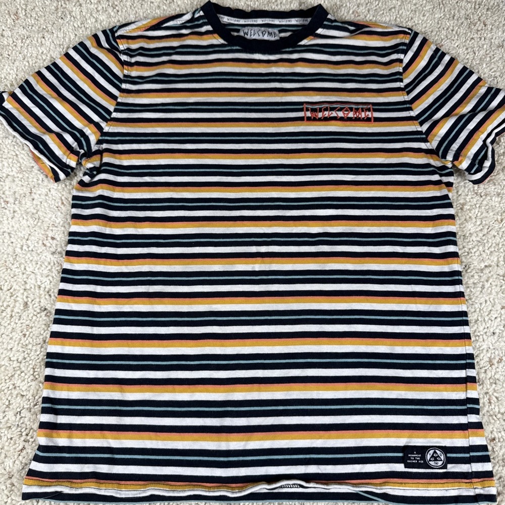 Welcome Brand Mens Striped Skate Shirt Large Monument To The‎ Ruined Age